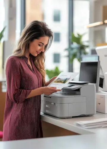 Woman using printer